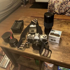 Canon AE-1 Program SLR Film Camera w/ 50mm & 135mm Canon Lenses + MORE - WORKING - Picture 1 of 9