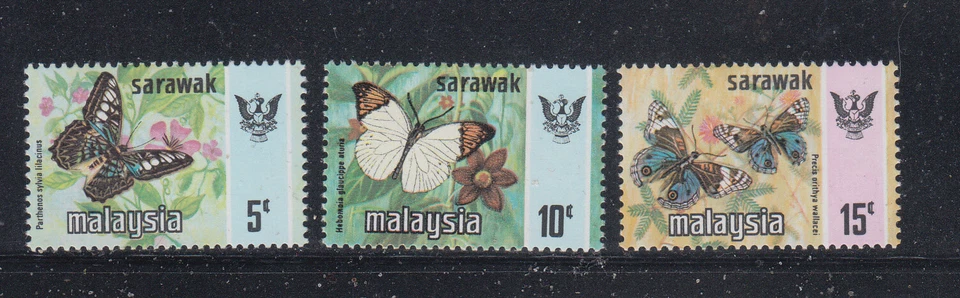 Sarawak 1977 Butterflies Scott 244-246 Mint never hinged - Image 1 of 1