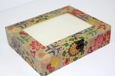 Wood handmade storage/trinket box/flexible compartments Flowers Mandala design - Image 1 of 4