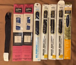 2 New In Package VINTAGE 7"  TALON ZIPPER, Royal Blue Color. +6 Extra Zippers. - Picture 1 of 23