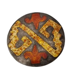 Fonti in argento 925 messicano spilla geronimo, smalto tribale marrone. - Foto 1 di 10