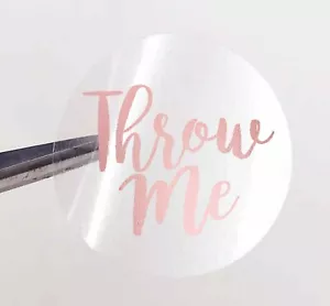 25mm ROUND CLEAR THROW ME LABELS ROSE GOLD FOIL CONFETTI SHINY STICKERS - Picture 1 of 1