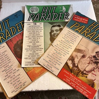 Lot Of 3 Vintage “Hit Parader” Magazines. 1945,’48,’50.  - Image 1 of 4