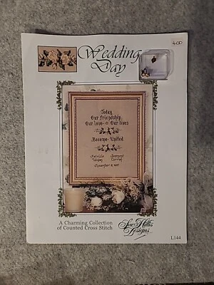 Vtg 1998  Sue Hillis Designs Wedding Day w/ Charms Cross Stitch Leaflet L144 - Image 1 of 4