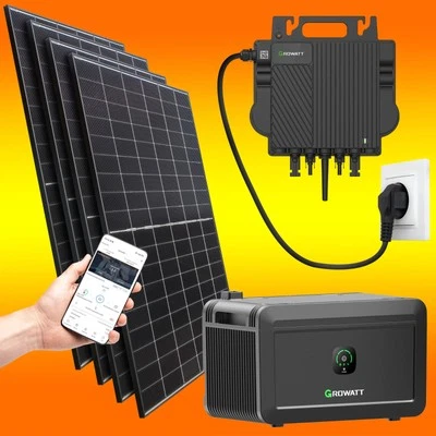 BAU-TECH SOLARENERGIE 1720Watt Balkonkraftwerk mit 2 bis 8 KWh Speicher Plug and Play (0% MwSt.*)