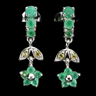 Pendientes de plata esterlina Black Friday redondos esmeralda 3 mm zafiro joyería natural Foto 1 de 4