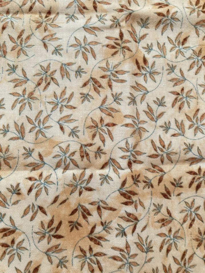 Leaf Vine Lt Yellow Tan Green Susan Winget Fabric Scrap 13.5" x 2 Yards - Image 1 of 3