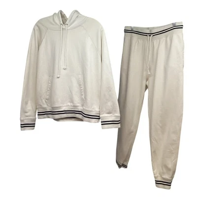 J. Crew Adidas Womens Vintage Y2K Tracksuit Beige Medium Pullover Hoodie Pockets - Image 1 of 4