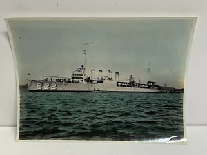 Original Colorized 9.75" x 7.25" Photo USS Bulmer DD-222 Anchored - Picture 1 of 3