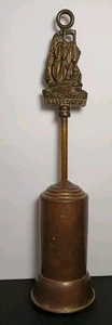 Vintage Brass Ship Mayflower Hearth Fireplace Retractable Brush For Fireplace - Picture 1 of 7