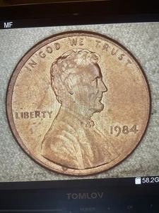 1984 P Lincoln Memorial Cent Penny Off Center Strike Mint Error NICE Toning - Picture 1 of 4