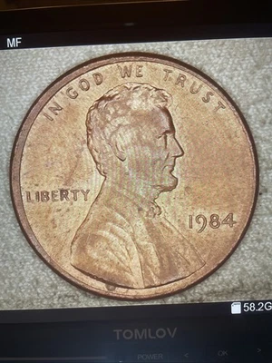 1984 P Lincoln Memorial Cent Penny Off Center Strike Mint Error NICE Toning - Image 1 of 4