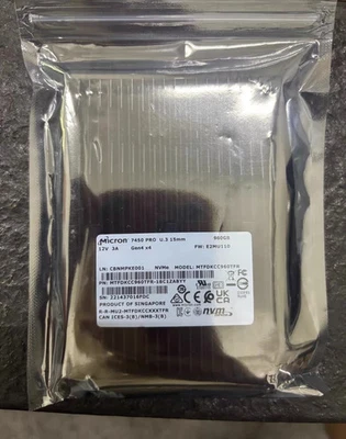 Micron 7450 PRO 960GB U.3 (15mm) SSD NVMe PCIe 4.0 MTFDKCC960TFR-1BC1ZABYY - Image 1 of 2
