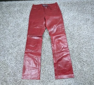 Vintage Gap Pants Womens Size 1 Red 100% Leather Bootcut Boot Cut Biker Y2K 90s - Picture 1 of 7