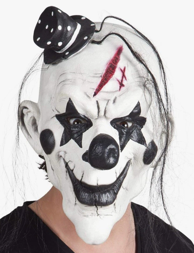 Maschera Halloween Latex Psycho Clown Con Capelli - Immagine 1 di 1