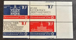 US STAMPS #1543-1546 PLATE BLOCK MISPERFORATE ERROR—MNH—1ST CONTINENTAL CONGRESS - Picture 1 of 1