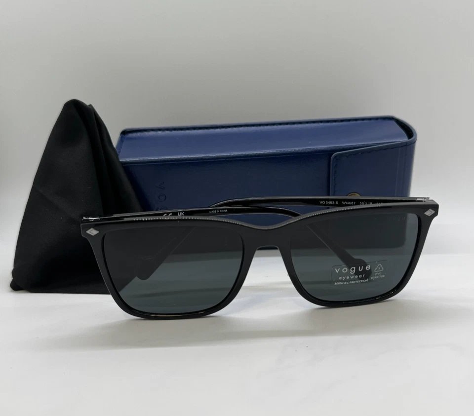 Vogue VO5493S Men's Black Frame Dark Grey Lens Rectangular Sunglasses 58MM