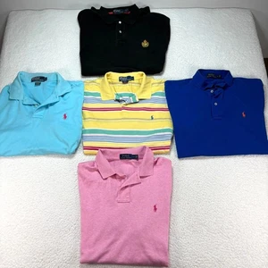 Polo Ralph Lauren Lot of 5 Polos Short Sleeve Collared Men's Large Shirts Golf - Picture 1 of 15