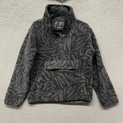 Billabong Switchback Pullover Womens M Gray Striped Fleece Mock Neck Outdoors - Image 1 of 4