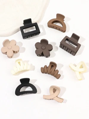 10pcs Multicolor Matte Hair Claw Clips Set for Bangs & Ponytails - Image 1 of 4