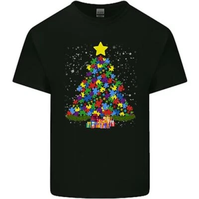 T-Shirt En Coton Pour Hommes De Sensibilisation À L'Autisme De Noël - Photo 1/4