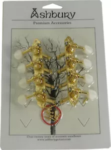 Ashbury A-STYLE MANDOLIN MACHINE HEADS / TUNERS. Gold colour & pearloid buttons. - Picture 1 of 1