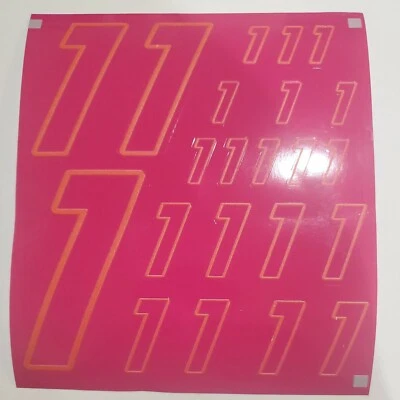 Plum w yellow/white #1 Racing Numbers Vinyl Decal Sheet -Nascar-GMC - Image 1 of 4