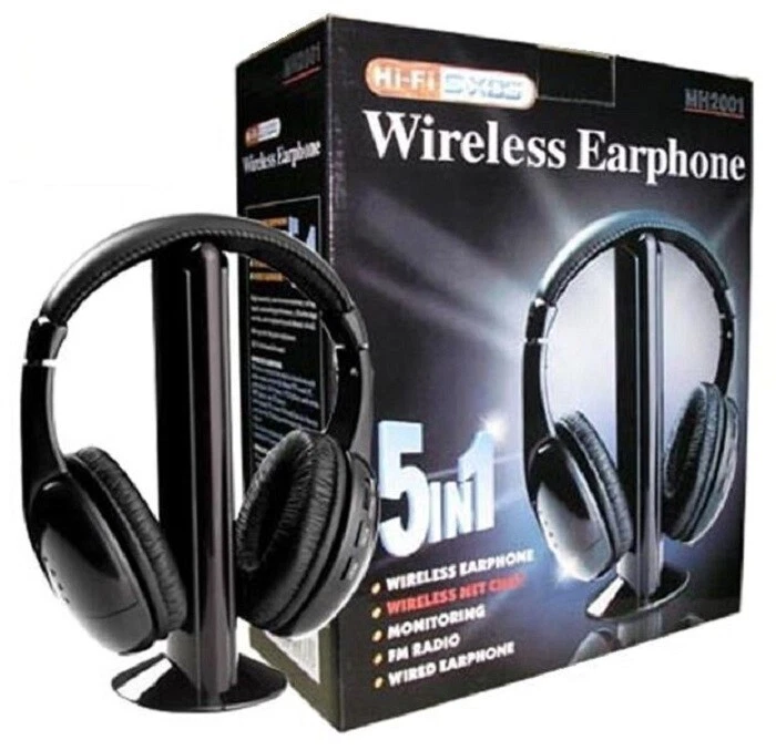 Linq KST-985 Auriculares Inalámbricos con Radio FM para TV, PC, MP3 - Negros