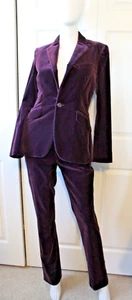 Ralph Lauren Black Label Collection Velvet Purple Pant Suit Blazer Burgundy Sz 4 - Picture 1 of 14