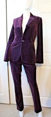 Ralph Lauren Black Label Collection Terciopelo Púrpura Pantalón Traje Blazer Borgoña Talla 4 Foto 1 de 4