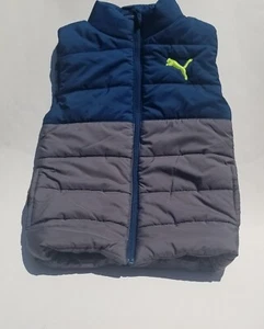 Boy 7/8 PUMA PUFFY VEST Gilet Body Warmer Blue & Gray - Picture 1 of 5