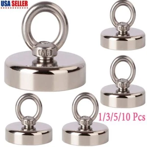 1-10X Fishing Magnet Neodymium Strong Pull Force Retrieving Treasure Hunt 400LBS - Picture 1 of 12