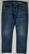 A/X ARMANI EXCHANGE J127 DESTROYED LOW RISE SLIM LEG JEANS SZ 36 (37X30 measured