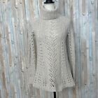 Anthropologie Xs Gray Open Cable Knit Eldora Turtleneck Pullover Sweater Boho