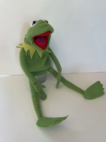 Vintage EDEN Muppets Kermit Frog Large Plush Full Body Hand Puppet Collar RARE Cover