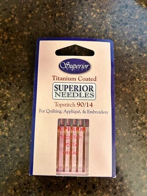 Agujas para máquina de coser 90/14 con recubrimiento de titanio superior - Paquete de 5 Foto 1 de 3