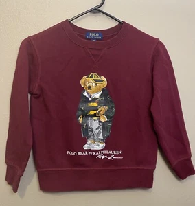 Polo Ralph Lauren Football Polo Bear Crew Neck Sweatshirt Size Youth Small 8 - Picture 1 of 13
