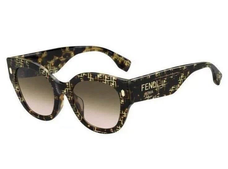 Fendi Roma FF 0452/F/S Women's Sunglasses - Havana Python Brown Gradient Lens