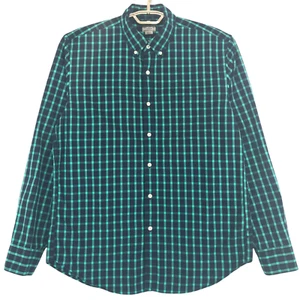 Camisa J.Crew para hombre L verde marino a cuadros de algodón 1 bolsillo manga larga - Imagen 1 de 7