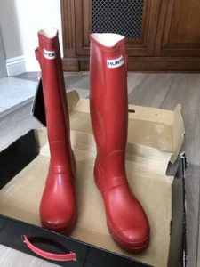 Wellington Hunter Original Tall Rubber Rain Boot RED 9 Women 10 Men 42 EU W23499 - Picture 1 of 12