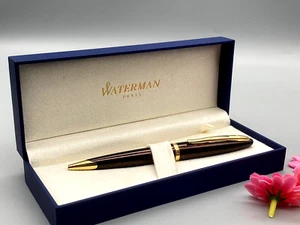 Waterman Carène Marine Amber Ballpoint Pen Gloss Brown with 23k Gold Clip Boxed - Picture 1 of 11