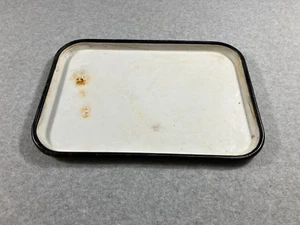 Vassoio da portata vintage smaltato 15" x 10,5 bianco con bordo nero rustico - Foto 1 di 9