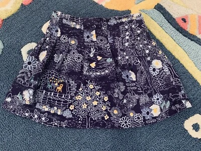 Lands End Girls 4T Blue Floral Botanic Corduroy Cotton Skort Built in Shorts EUC - Image 1 of 4