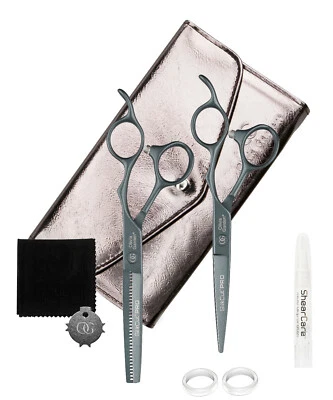 OLIVIA GARDEN SILKCUT SHADOW CHARCOAL Olivia Garden SilkCut Pro Shadow Charcoal 2er Set 5,75" u. 6,0" 35 Zähne 1201