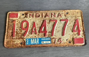 1974 Indiana Nummernschild - Oldtimer Nummernschild rostig - Bild 1 von 5