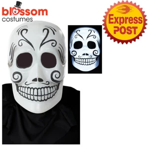 AC1673 Light Up Dia De Los Muertos Skull Day Of Dead Costume Face Mask Halloween - Picture 1 of 4