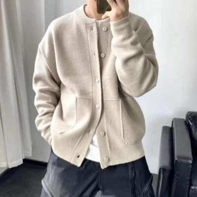 Cárdigan suéter chaqueta de punto grueso informal estilo japonés para hombre Foto 1 de 4