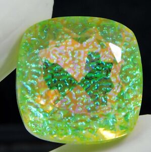 Certified 62.40 Ct Natural Monarch Fire Opal Doublet Cushion Cut Loose Gemstone
