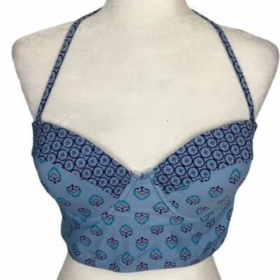 U.S. Polo Assn. Top de bikini para mujer talla grande Bustier azul corbata con cuello Foto 1 de 4