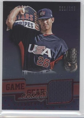 2015 Panini Stars and Stripes Game Gear Longevity Ruby /299 Lucas Sims #64 - Image 1 of 2